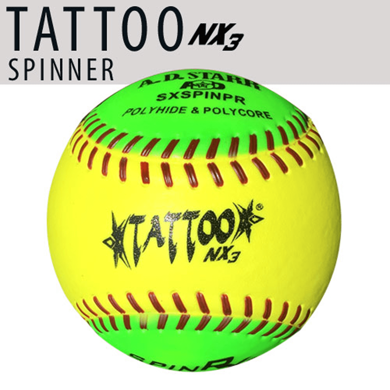 AD Starr Tattoo NX3 Spinner 12" Batting Practice Slowpitch Softballs - SXSPINPR - Smash It Sports