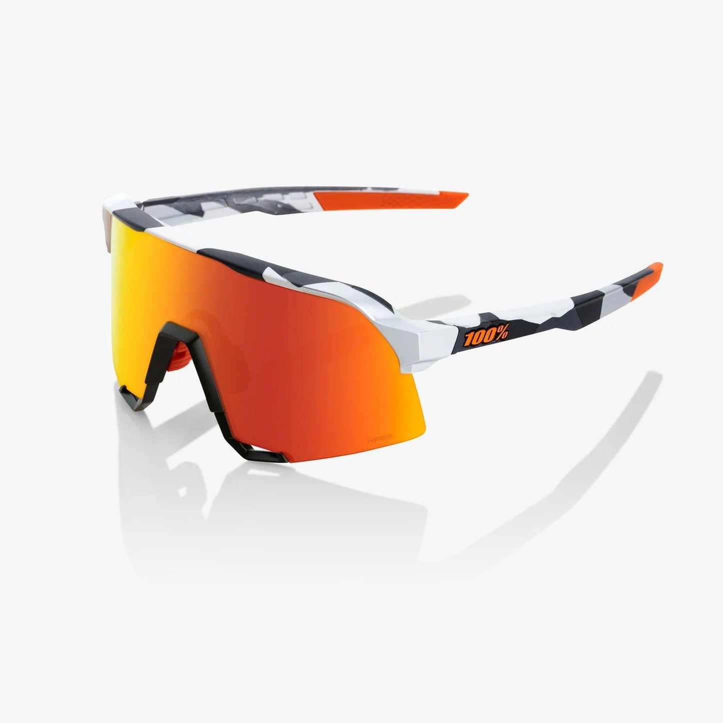 100 Percent Sunglasses - S3 - Soft Tact Grey Camo - HiPER® Red Multilayer Mirror Lens - Smash It Sports