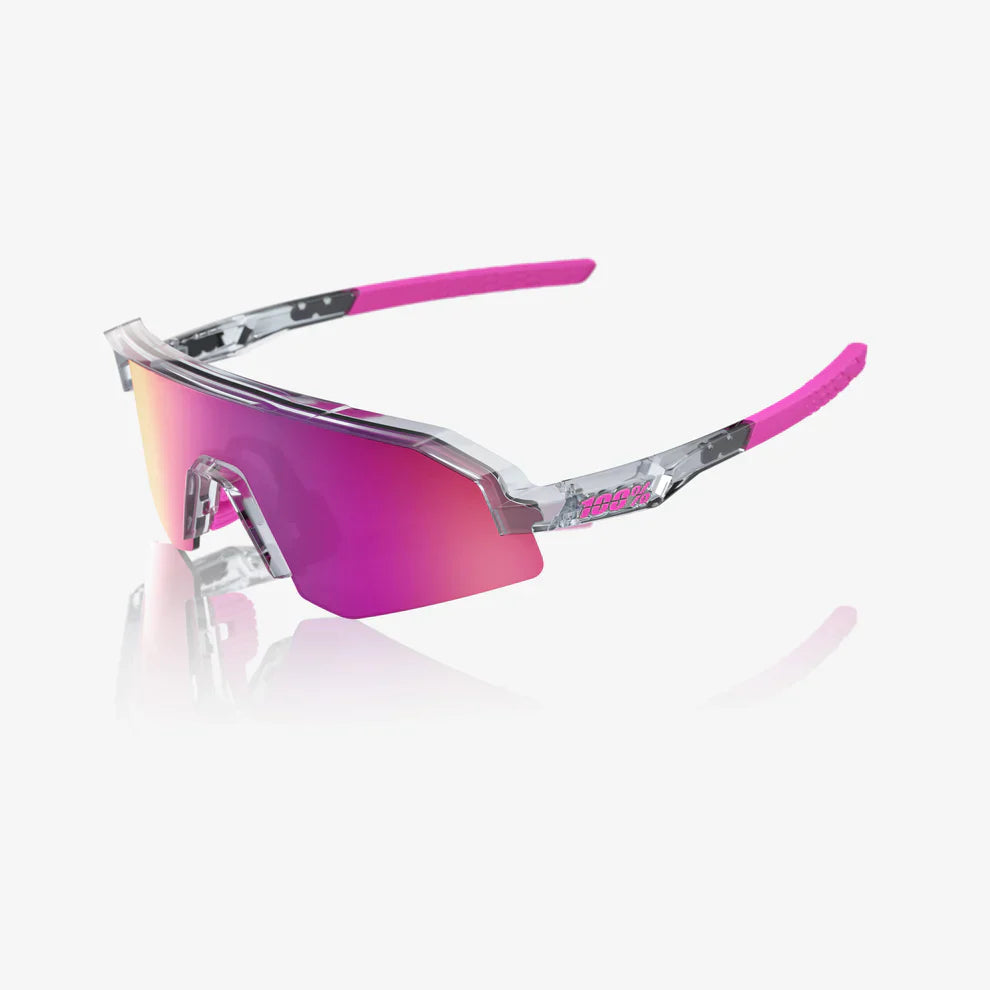 100 Percent Sunglasses - SLENDALE Youth - Polished Translucent Grey - Purple Multilayer Mirror Lens