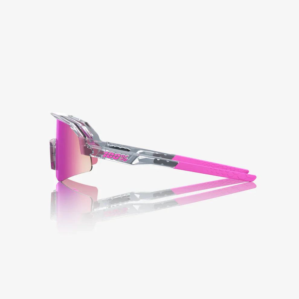 100 Percent Sunglasses - SLENDALE Youth - Polished Translucent Grey - Purple Multilayer Mirror Lens