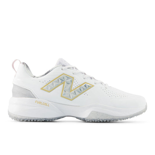 New Balance Women's FUSE v5 Turf Trainer Softball Shoes - White/Gold - STFUSEE5