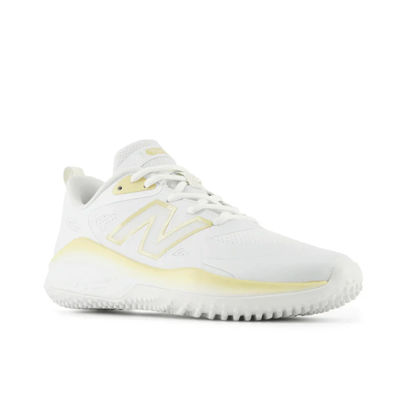 New Balance Women's Fresh Foam x Velo v4 Turf-Trainer Softball Shoes - White/Gold STVELOC4