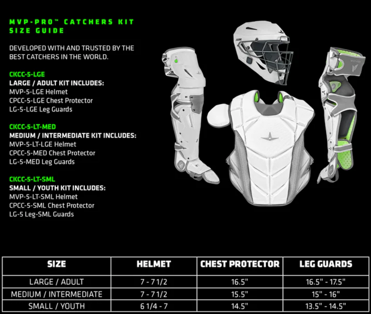 All-Star MVP-PRO Series Youth Catchers Set - Solid Colors – Specs Overview | Smash It Sports | cage, padding, matte