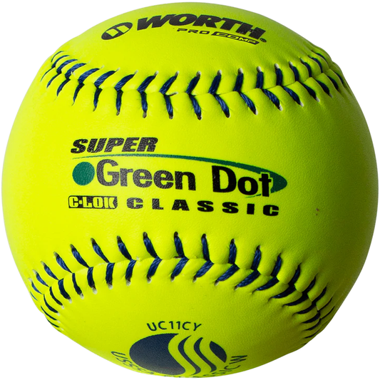 Worth Super Green Dot Class W Composite 44/400 USSSA 11" Slowpitch Softballs - UC11CY