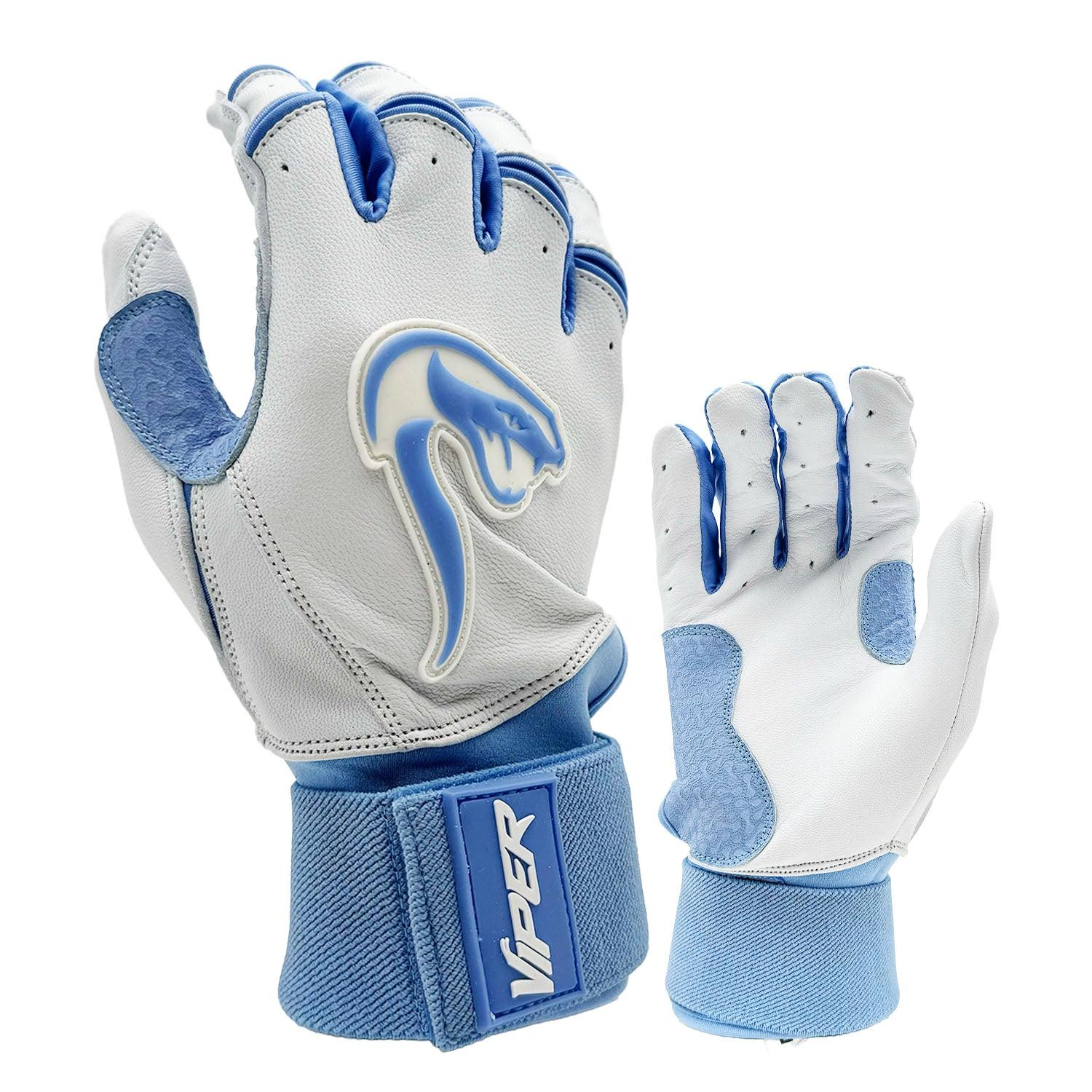 Viper Grindstone Long Cuff Batting Glove - White/Carolina - Smash It Sports