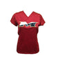 Miken Tonal Blend Ladies V-Neck Tee - Badger (Red-White/Black/Yellow)