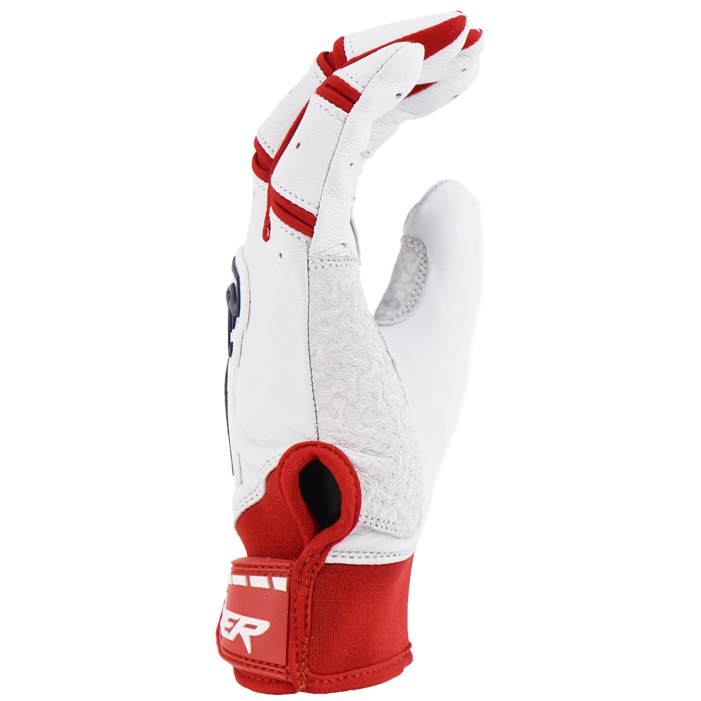 Viper Grindstone Short Cuff Batting Glove - White/Red/Navy