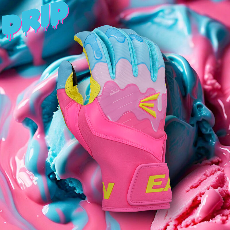 Easton Walk-Off Ethos Drip Baseball Batting Gloves - Columbia Blue/Pink – Product View | Smash It Sports | leather