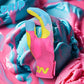 Easton Walk-Off Ethos Drip Baseball Batting Gloves - Columbia Blue/Pink – Product View | Smash It Sports | leather