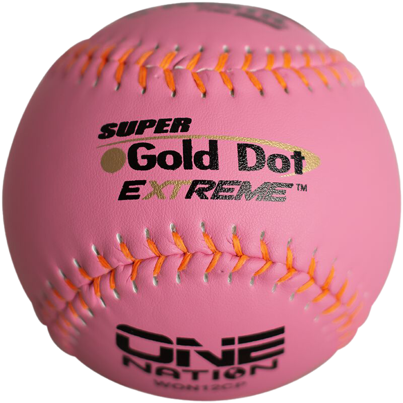 Worth Pink Super Gold Dot Extreme Composite 44/325 GSL 12" Slowpitch Softballs - WON12CP