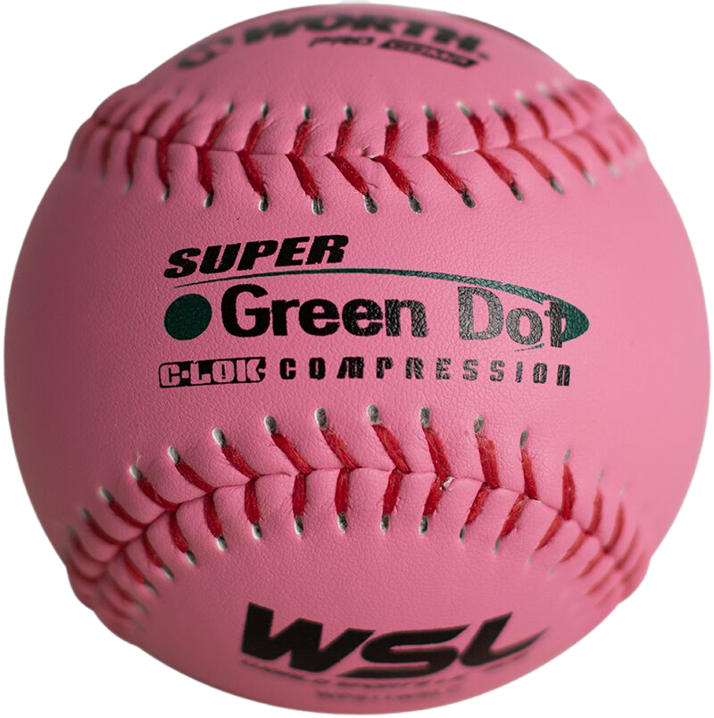 Worth Pink Super Green Dot Composite 47/400 WSL 11" Slowpitch Softballs - WPS11WSLC