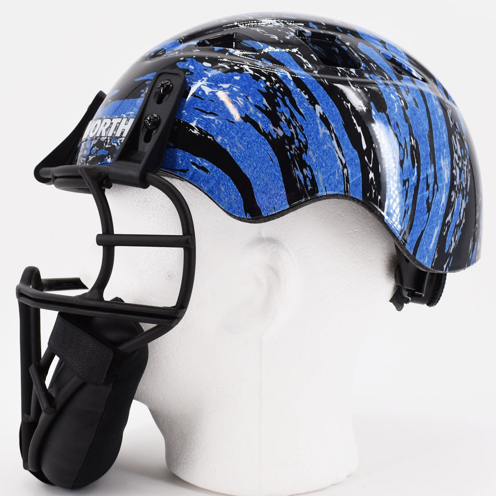 Worth Legit Slowpitch Softball Pitchers Helmet Mask  Blue Line - Limited Edition Print