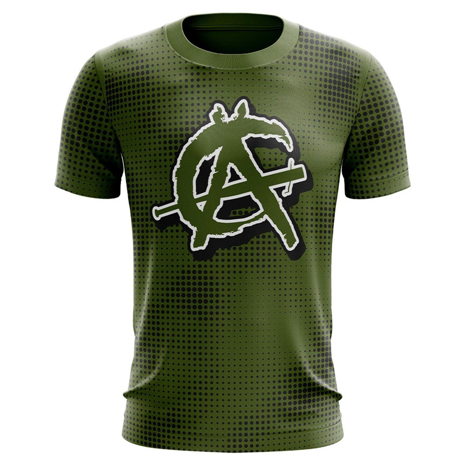 Anarchy Bat Company Short Sleeve Shirt - Dots (Green/Black) – Primary View | Smash It Sports
