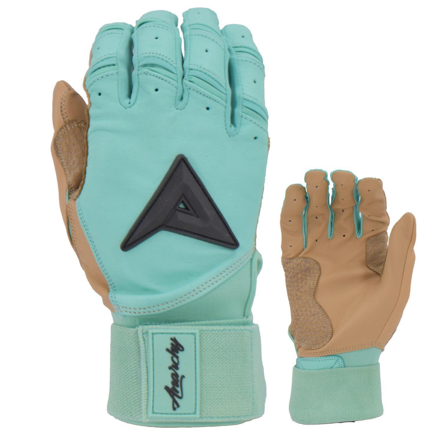 Anarchy Grindstone Long Cuff Batting Glove - Mint/Tan/Black – Product View | Smash It Sports | leather, pro