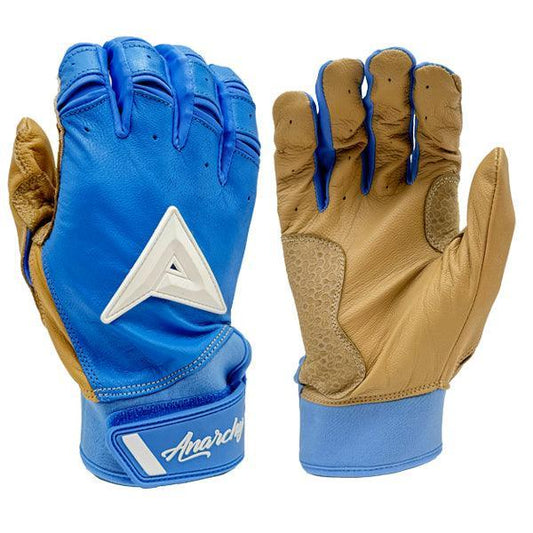 Anarchy Grindstone Short Cuff Batting Glove - Carolina/Tan/White – Product View | Smash It Sports | leather, pro
