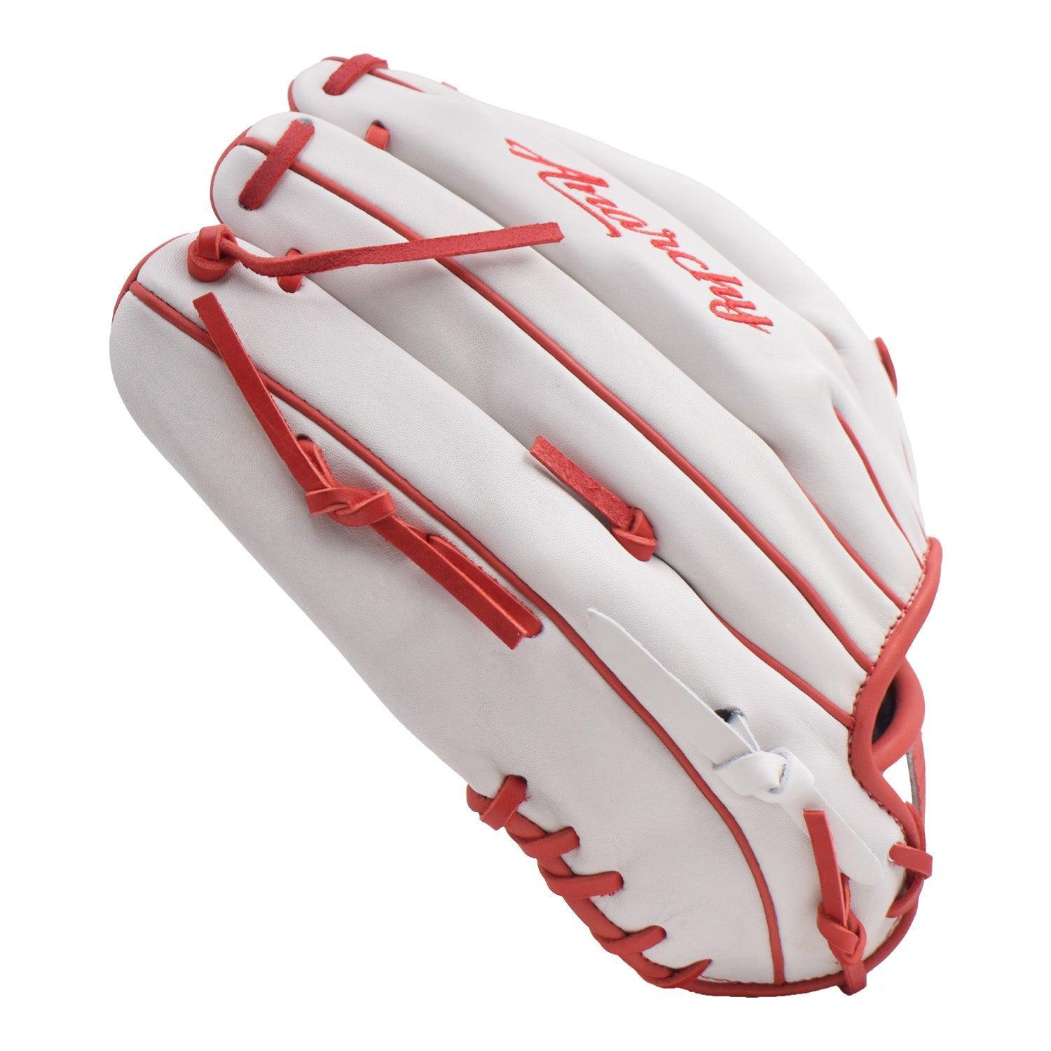 Anarchy Kip Leather Premium Softball Fielding Glove - AFG003 (White/Red) - Smash It Sports