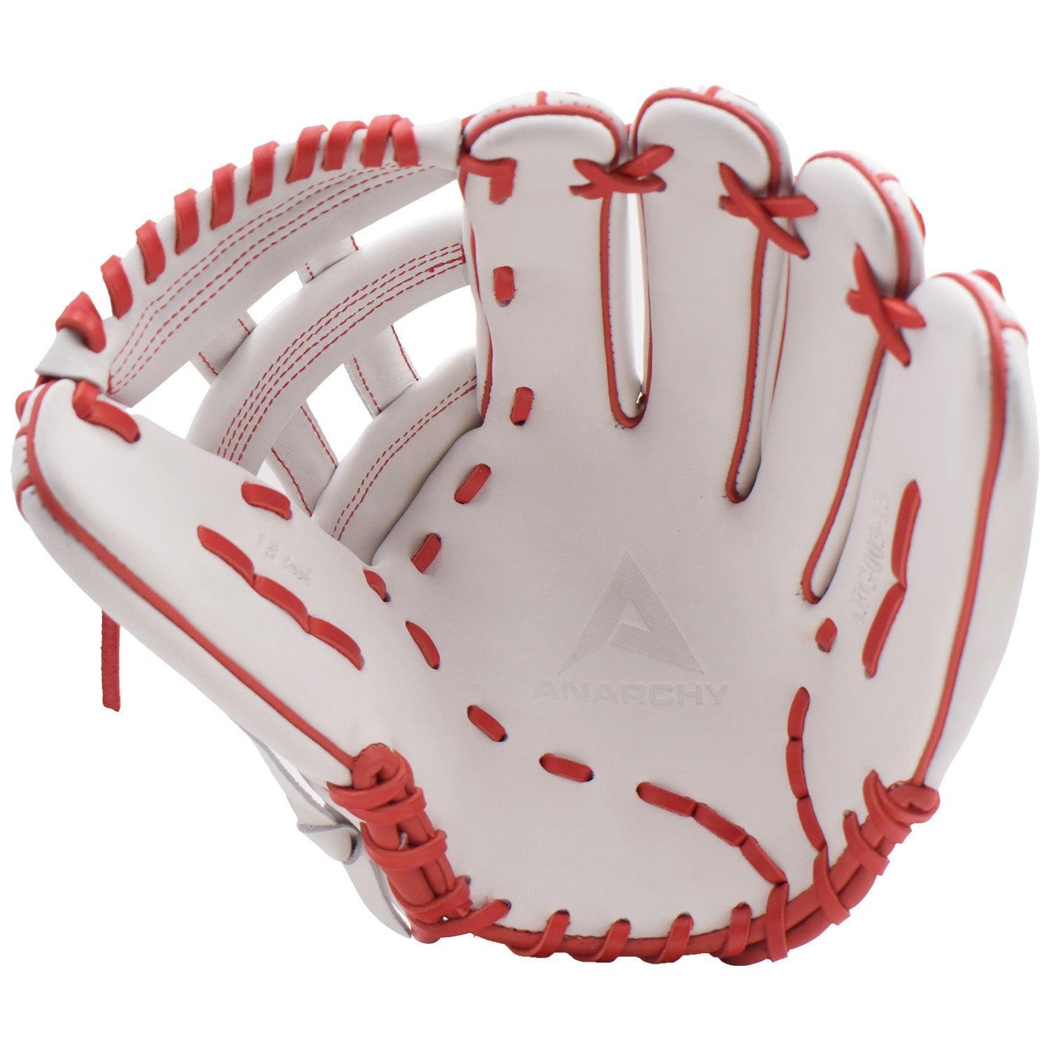 Anarchy Kip Leather Premium Softball Fielding Glove - AFG003 (White/Red) - Smash It Sports