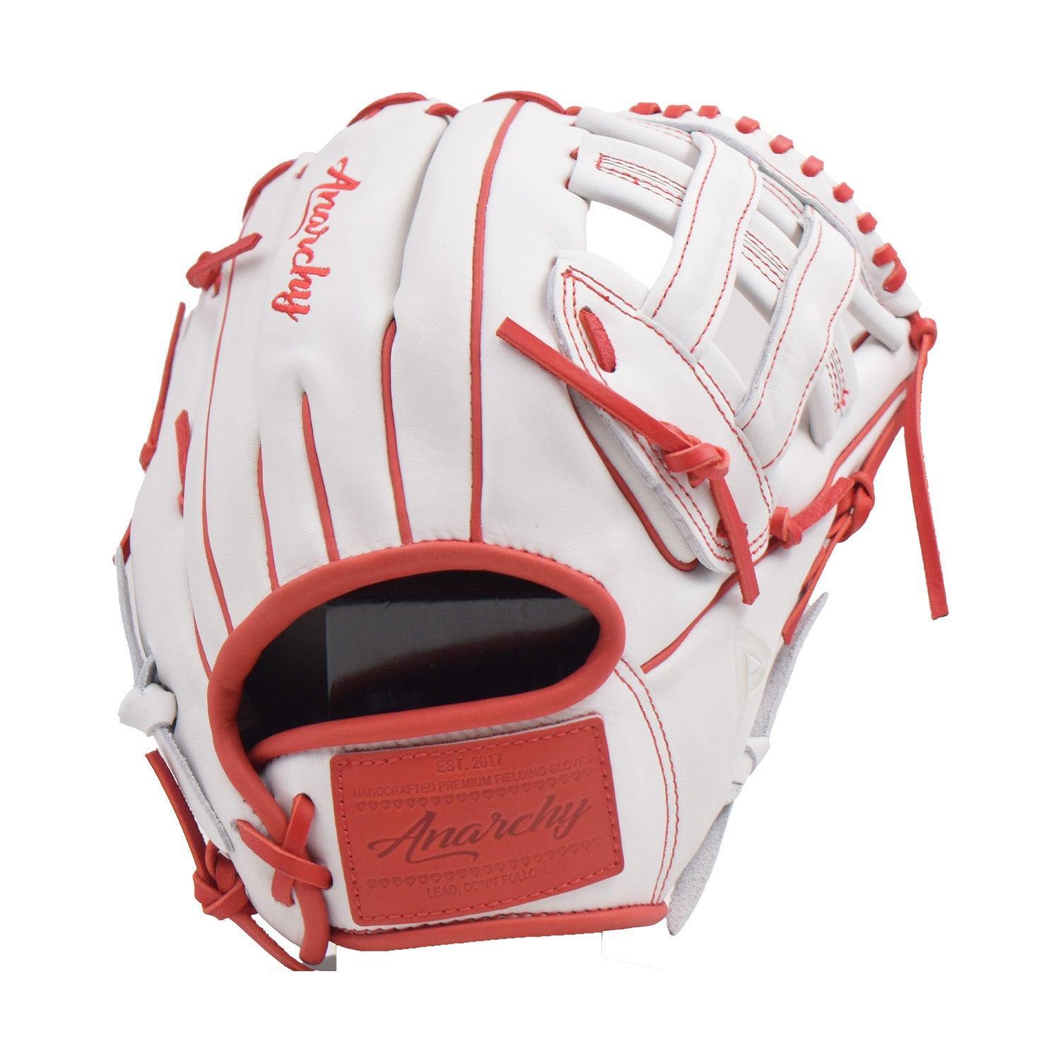 Anarchy Kip Leather Premium Softball Fielding Glove - AFG003 (White/Red) - Smash It Sports