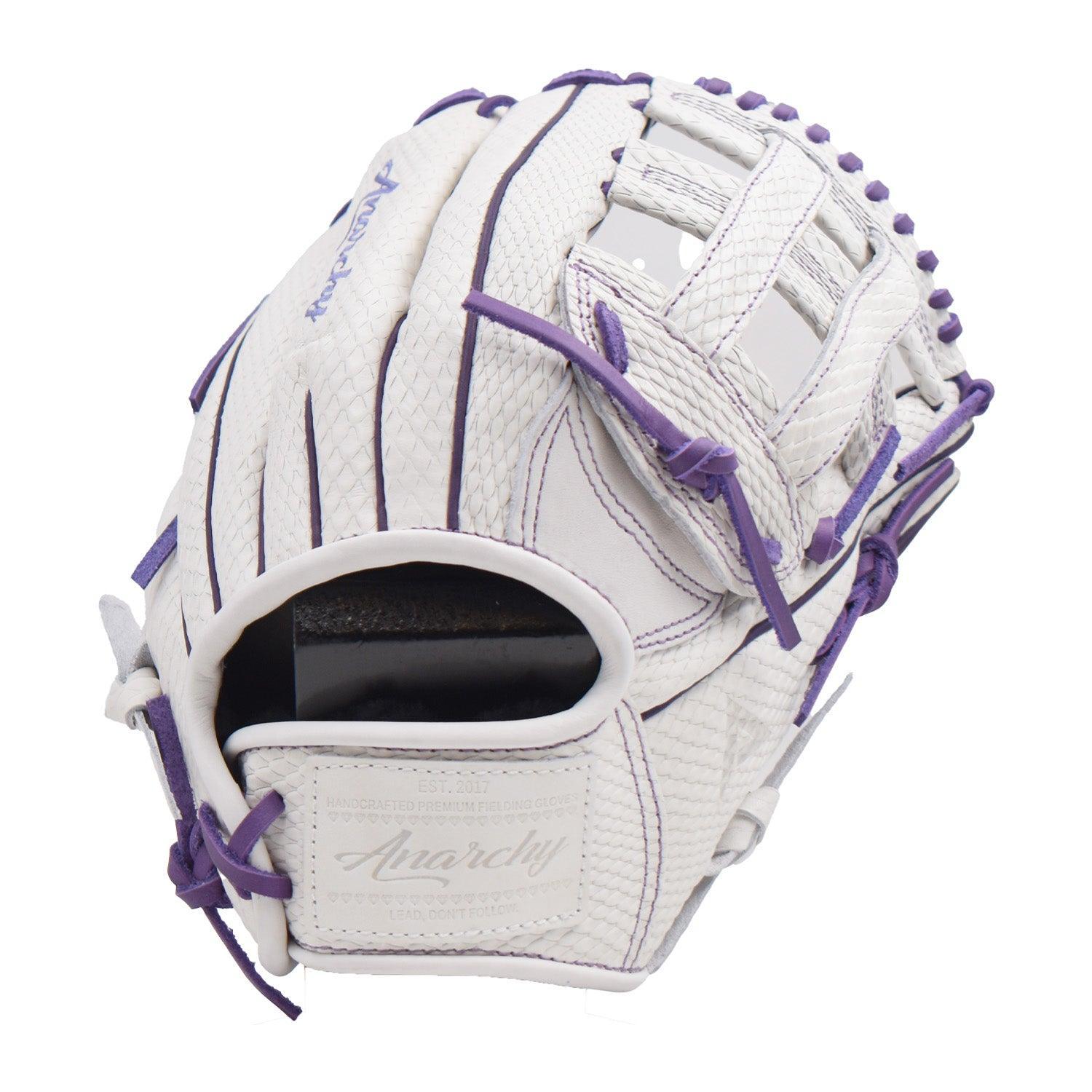 Anarchy Kip Leather Premium Softball Fielding Glove - AFG008 (White/Purple) - Smash It Sports