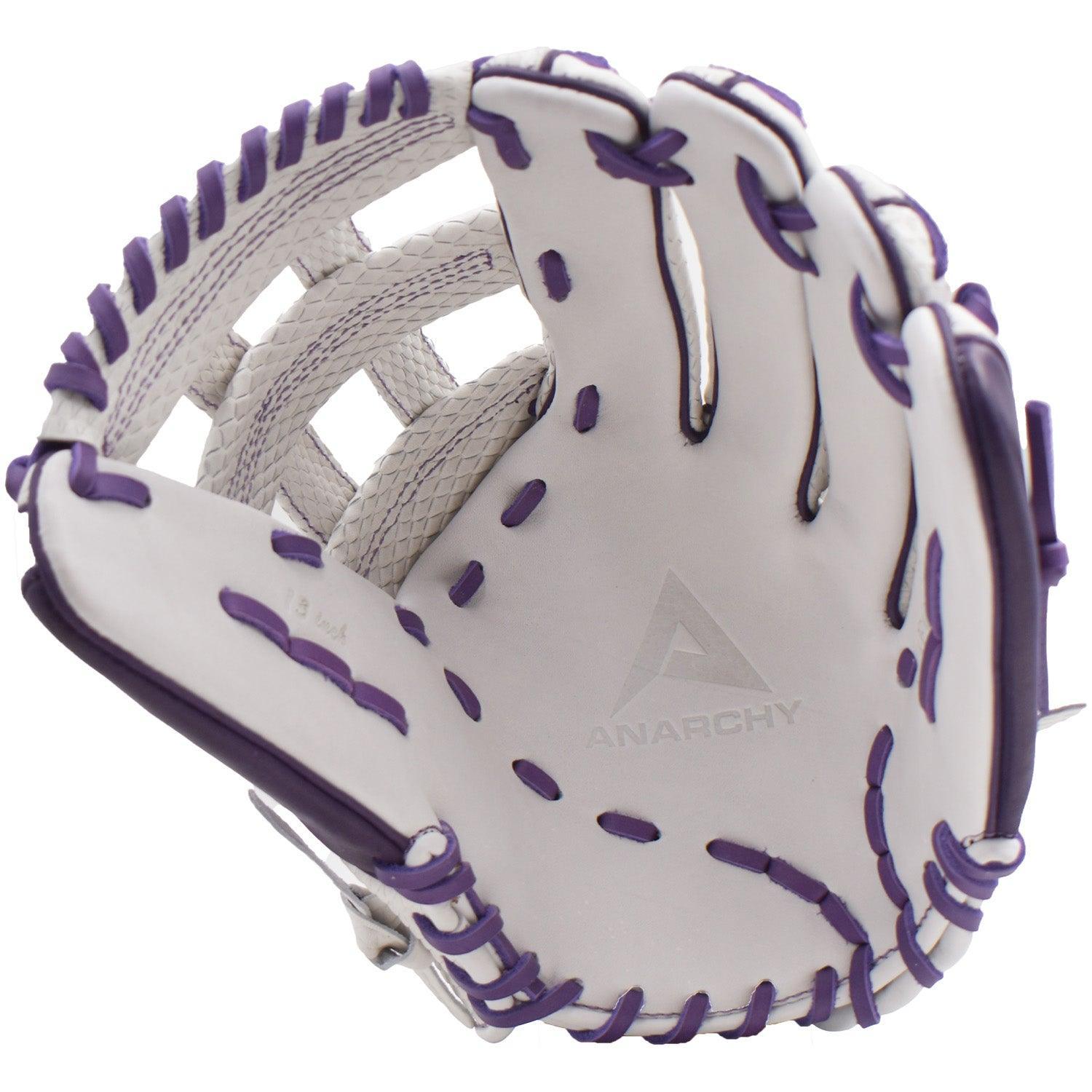 Anarchy Kip Leather Premium Softball Fielding Glove - AFG008 (White/Purple) - Smash It Sports