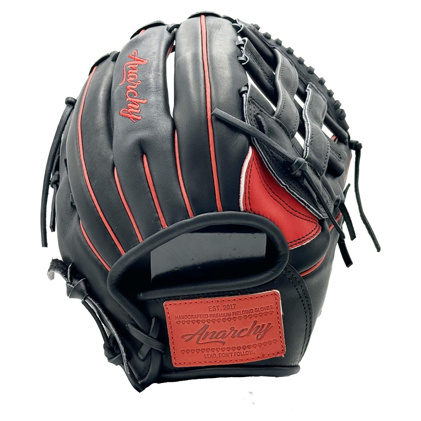 Anarchy Kip Leather Premium Softball Fielding Glove - AFG010 (Black/Red) - Smash It Sports