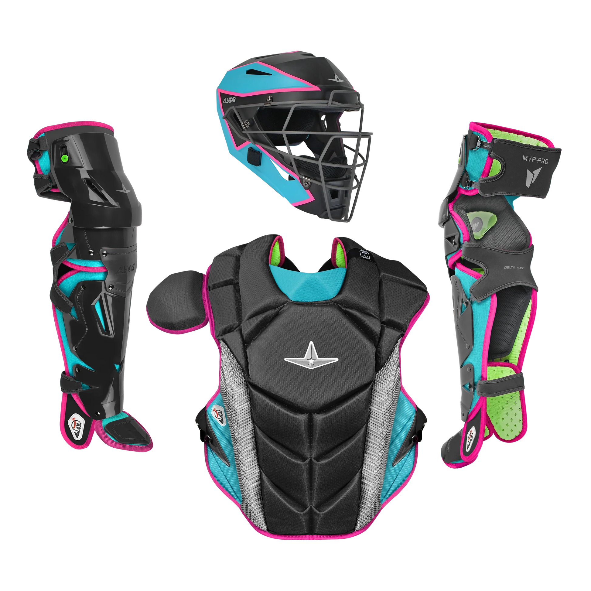 All-Star MVP-Pro Short Fuse Series Catchers Set - Miami Nights (Adult/Intermediate/Youth) – Product View | Smash It Sports