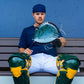 All-Star Pro Elite 34" Black/Sky Blue Catchers Mitt/Glove – Product View | Smash It Sports | leather, steerhide, pro