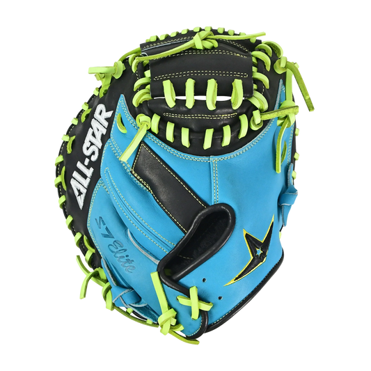 All-Star S7-Elite Pro Travel Fit Catchers Mitt/Glove - Sky Blue/Black/Yellow