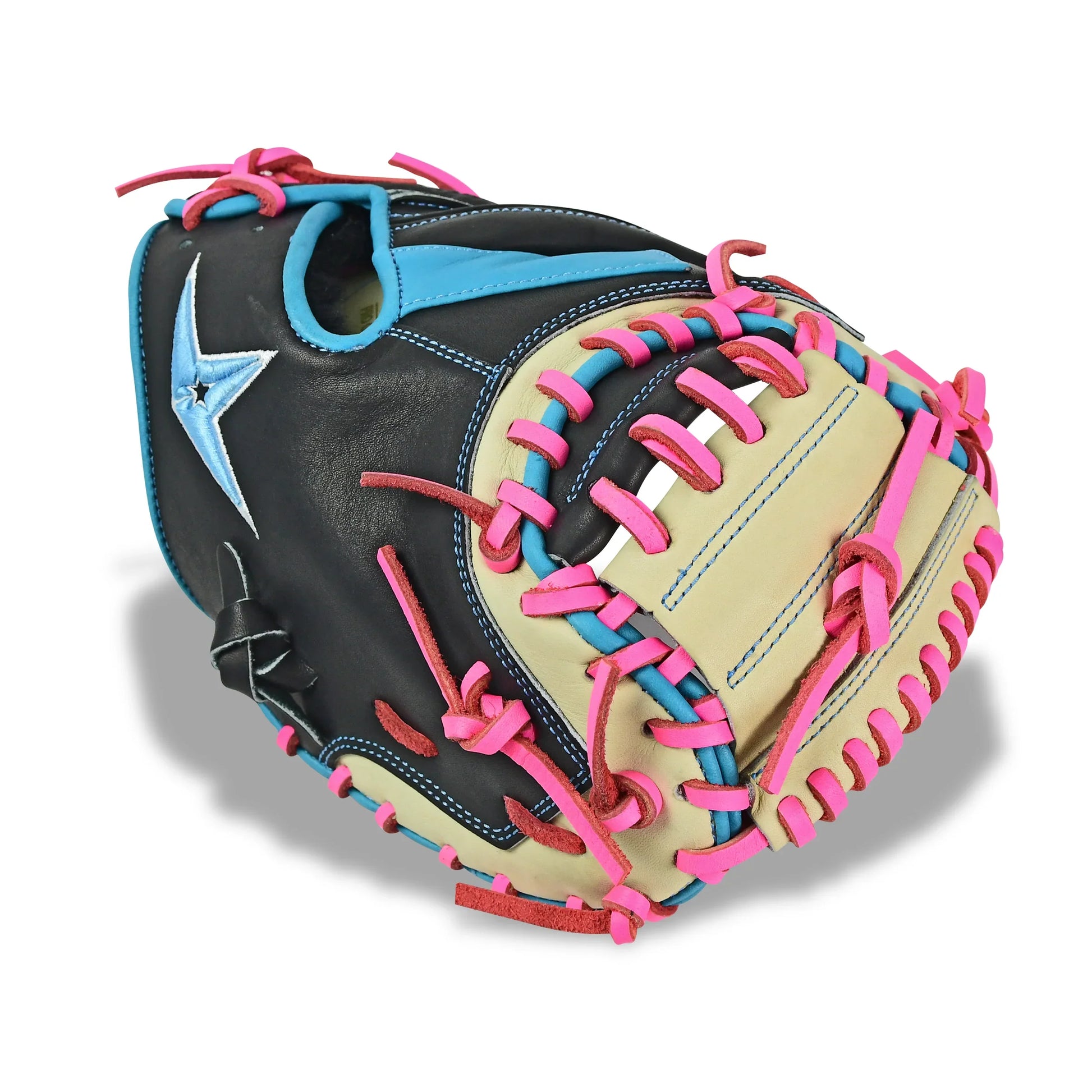 All-Star S7-Elite Pro Travel Fit Catchers Mitt/Glove - Black/Tan/Sky Blue/Pink – Product View | Smash It Sports | leather, pr