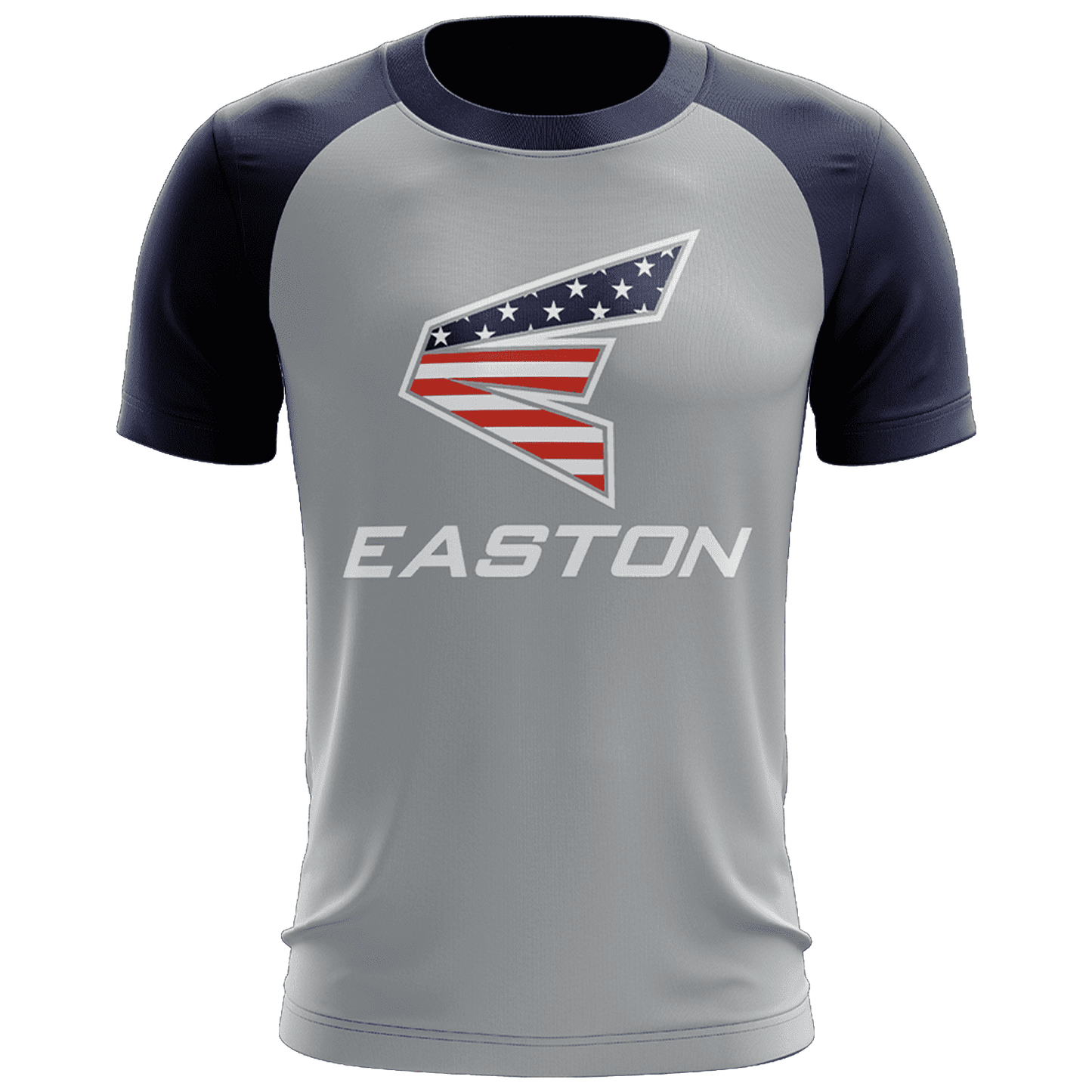 Easton EVO-Tech Short Sleeve Shirt - Grey/Navy Merica Logo – Specs Overview | Smash It Sports | Your, EVO-Tech, Made