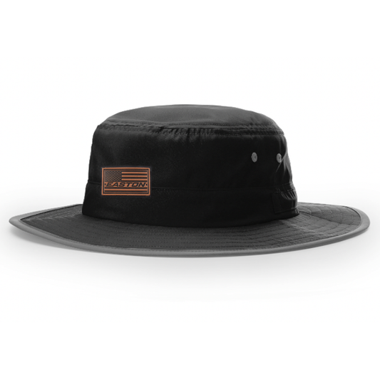 Easton Bucket Hat Black with Leather Flag Patch