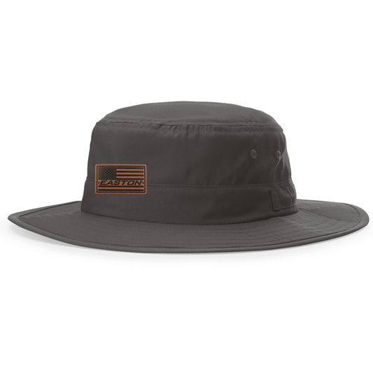 Easton Bucket Hat Charocal with Leather Flag Patch