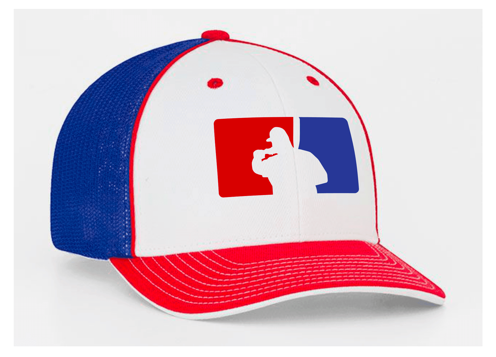 Fat Guy BP Fitted Hat - 404M (Red/White/Royal) - Smash It Sports