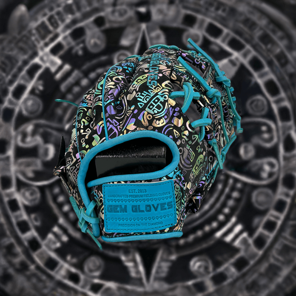 Gem Gloves Baseball Fielding Glove - GEM035 Holographic Aztec – Specs Overview | Smash It Sports | leather, kip, pro