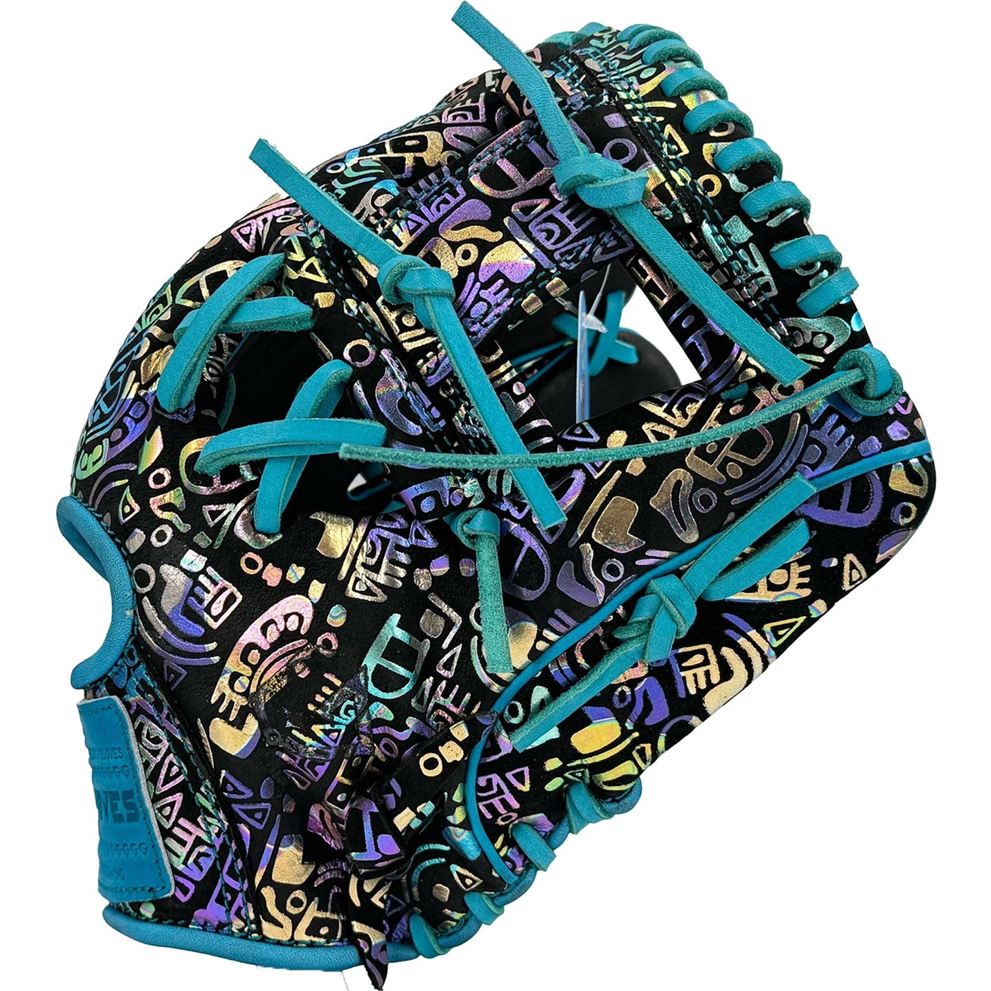 Gem Gloves Baseball Fielding Glove - GEM035 Holographic Aztec – Product View | Smash It Sports | leather, kip, pro