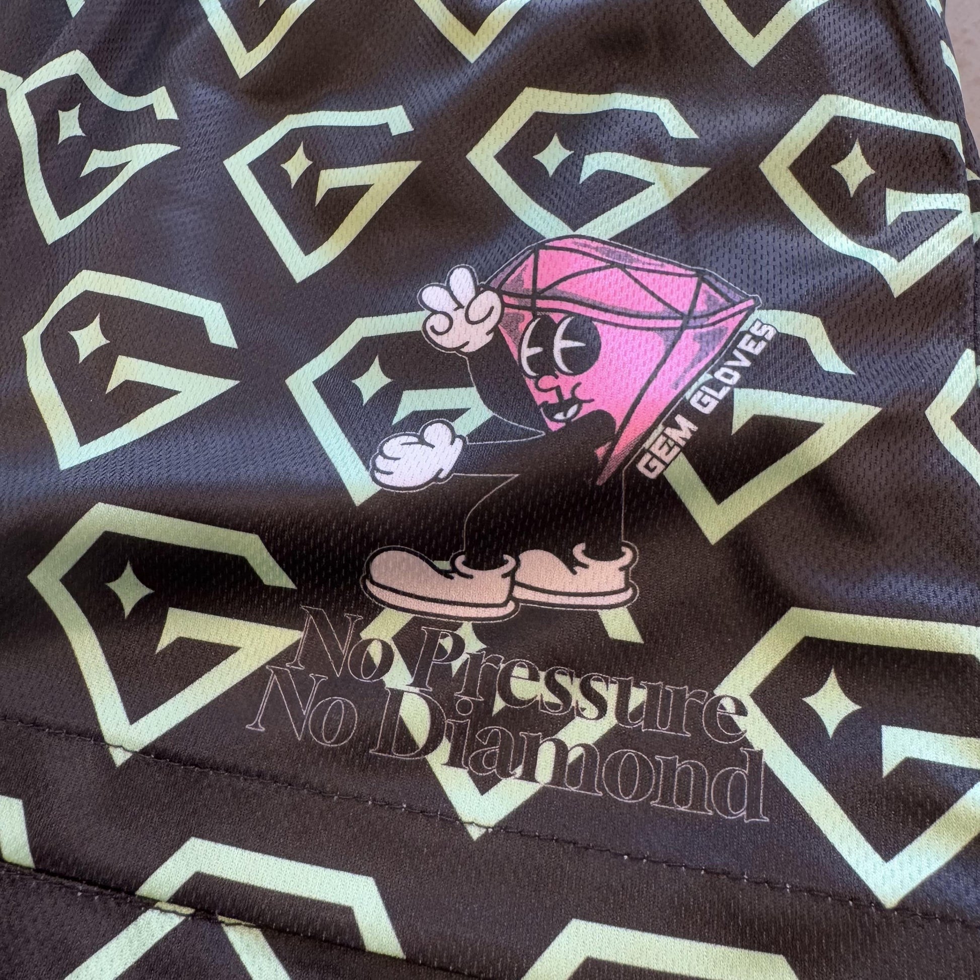 Gem Gloves Mesh Shorts - No Pressure No Diamonds - Black/Mint - Smash It Sports
