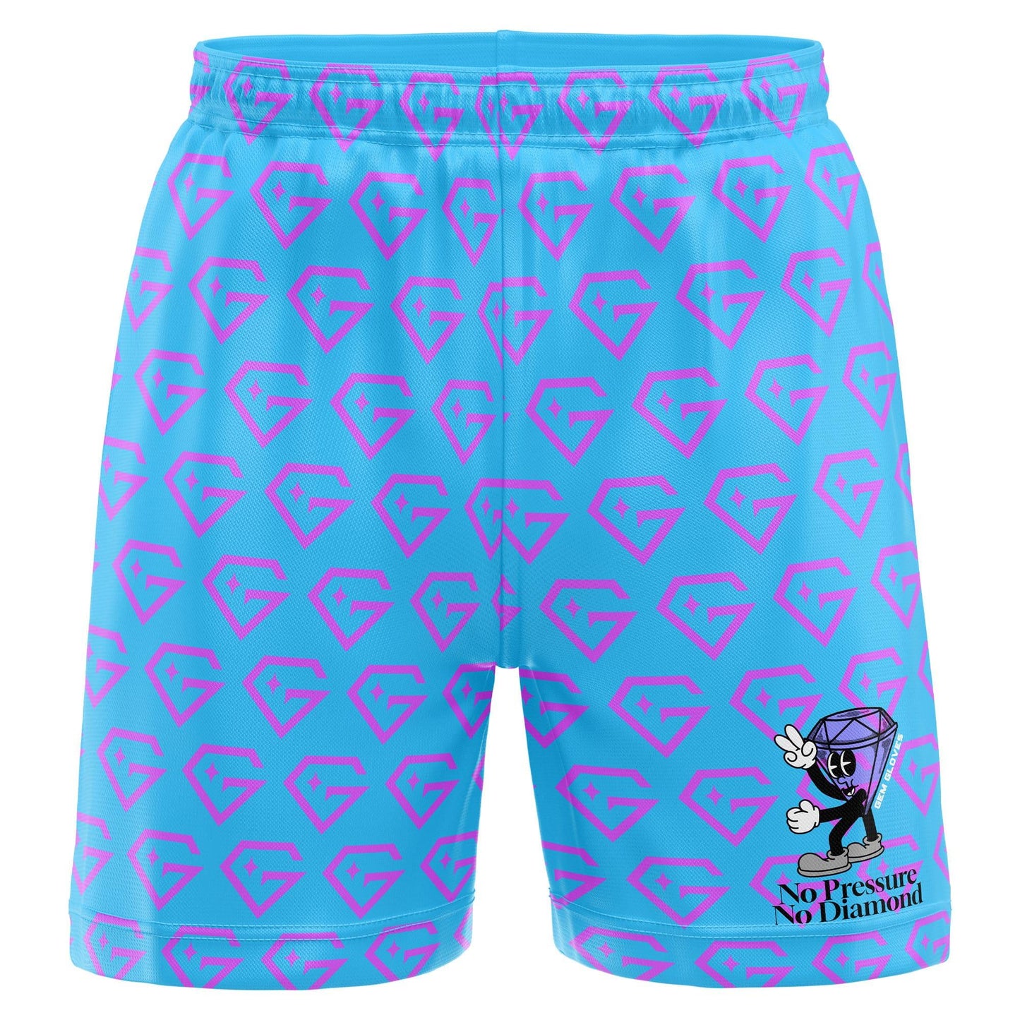 Gem Gloves Mesh Shorts - No Pressure No Diamonds - Carolina/Pink - Smash It Sports