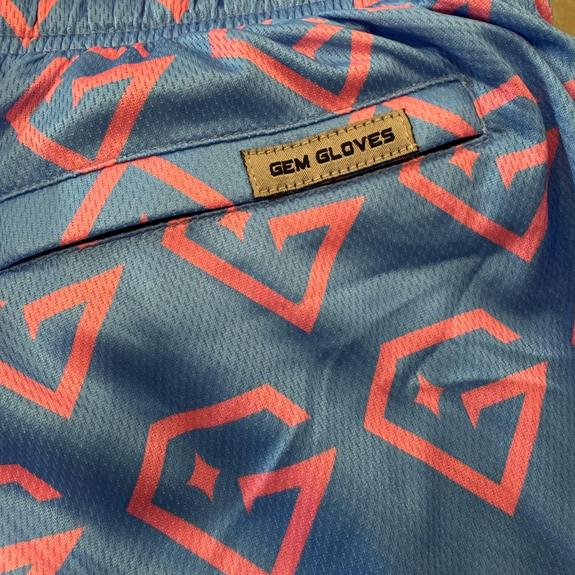 Gem Gloves Mesh Shorts - No Pressure No Diamonds - Carolina/Pink - Smash It Sports