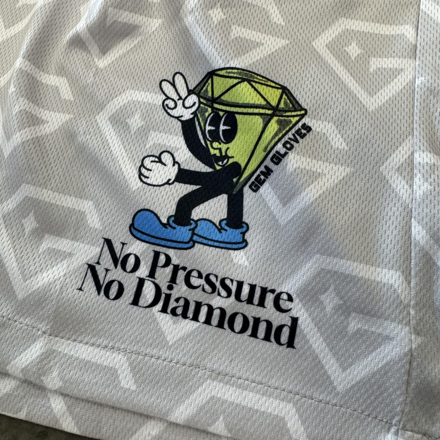 Gem Gloves Mesh Shorts - No Pressure No Diamonds - Grey/White - Smash It Sports