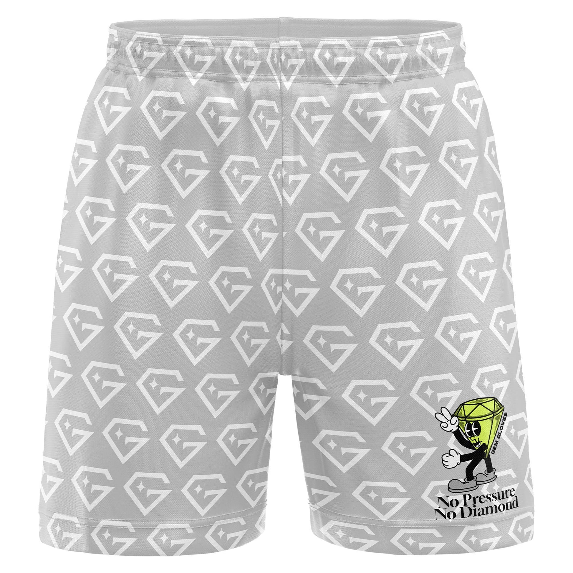 Gem Gloves Mesh Shorts - No Pressure No Diamonds - Grey/White - Smash It Sports