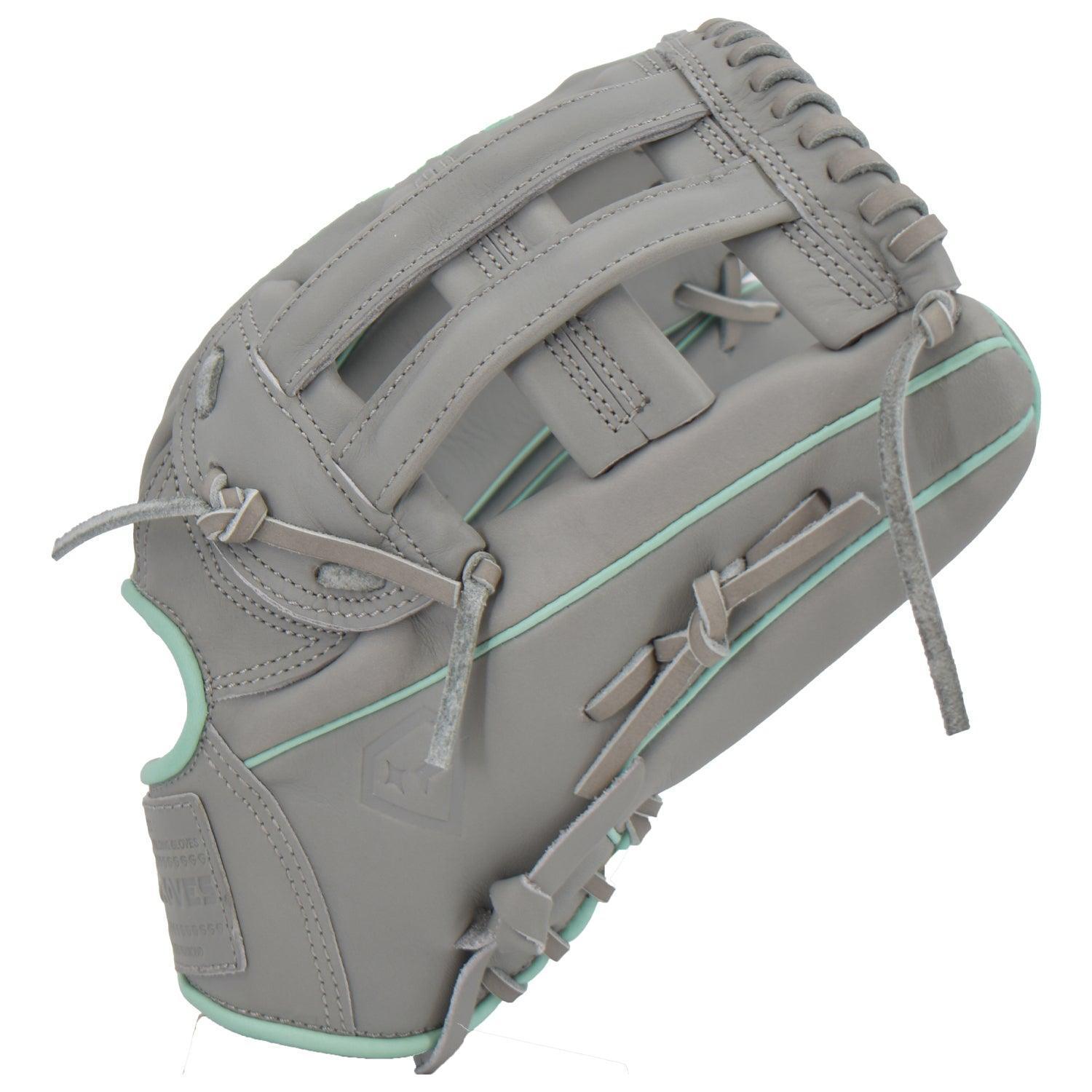 Gem Gloves Softball Fielding Glove - GEM001 (Grey/Mint) - Smash It Sports