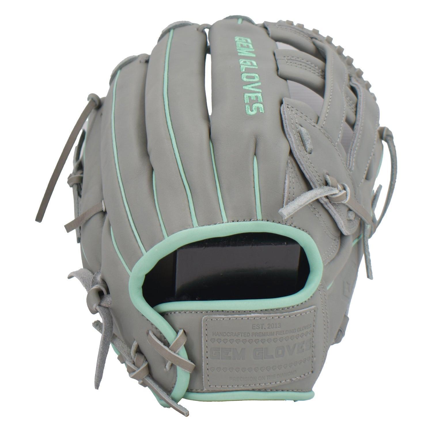 Gem Gloves Softball Fielding Glove - GEM001 (Grey/Mint) - Smash It Sports