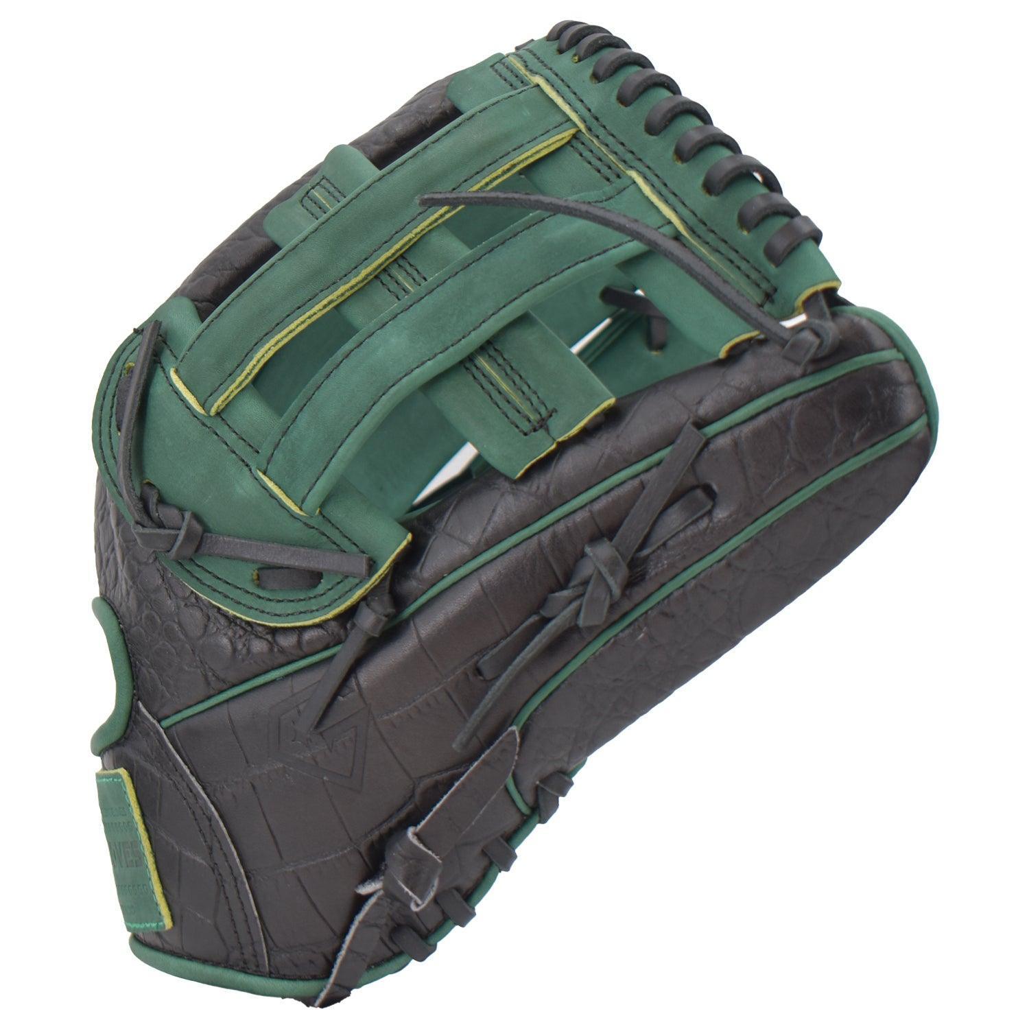 Gem Gloves Softball Fielding Glove - GEM003 (Black/Dark Green) - Smash It Sports