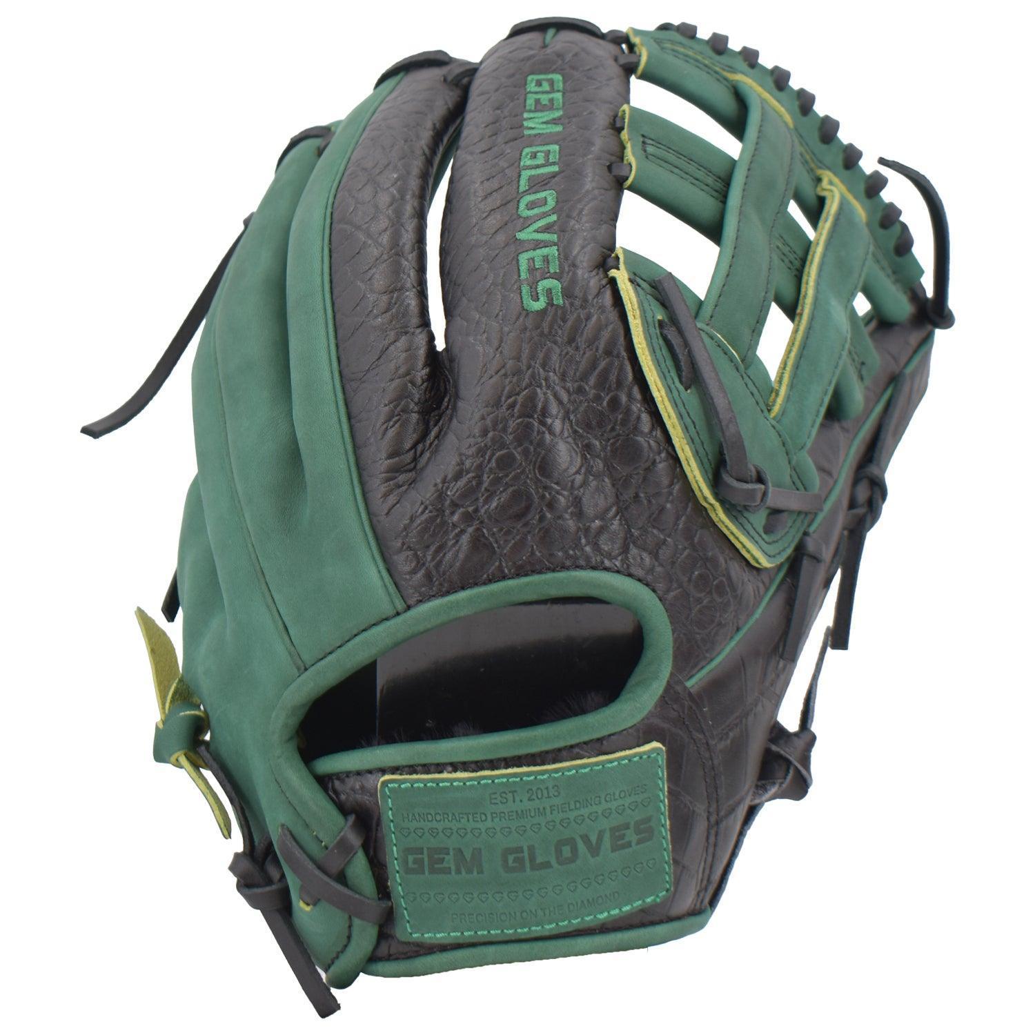 Gem Gloves Softball Fielding Glove - GEM003 (Black/Dark Green) - Smash It Sports