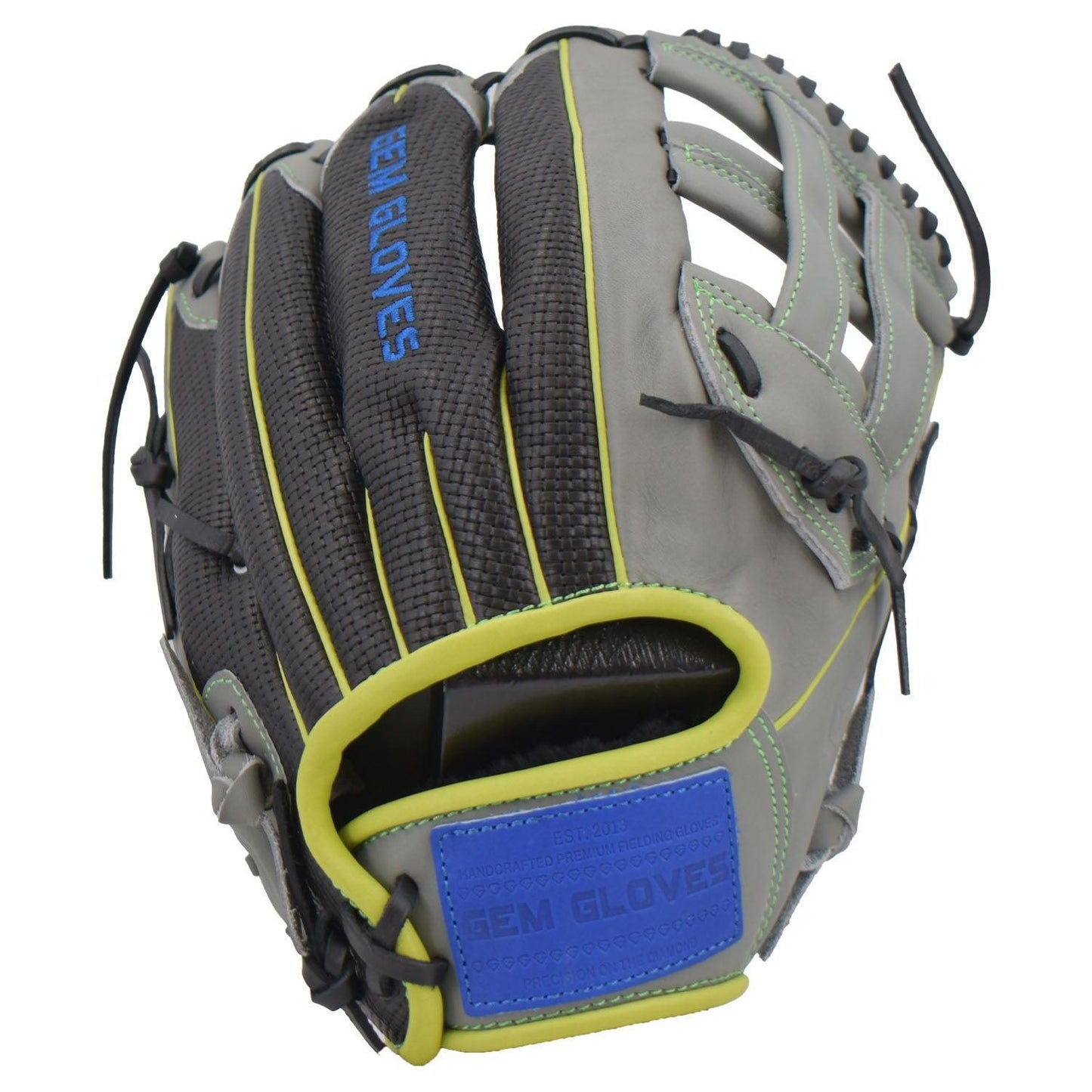 Gem Gloves Softball Fielding Glove - GEM010 Charcoal/Black/Neon Green - Smash It Sports