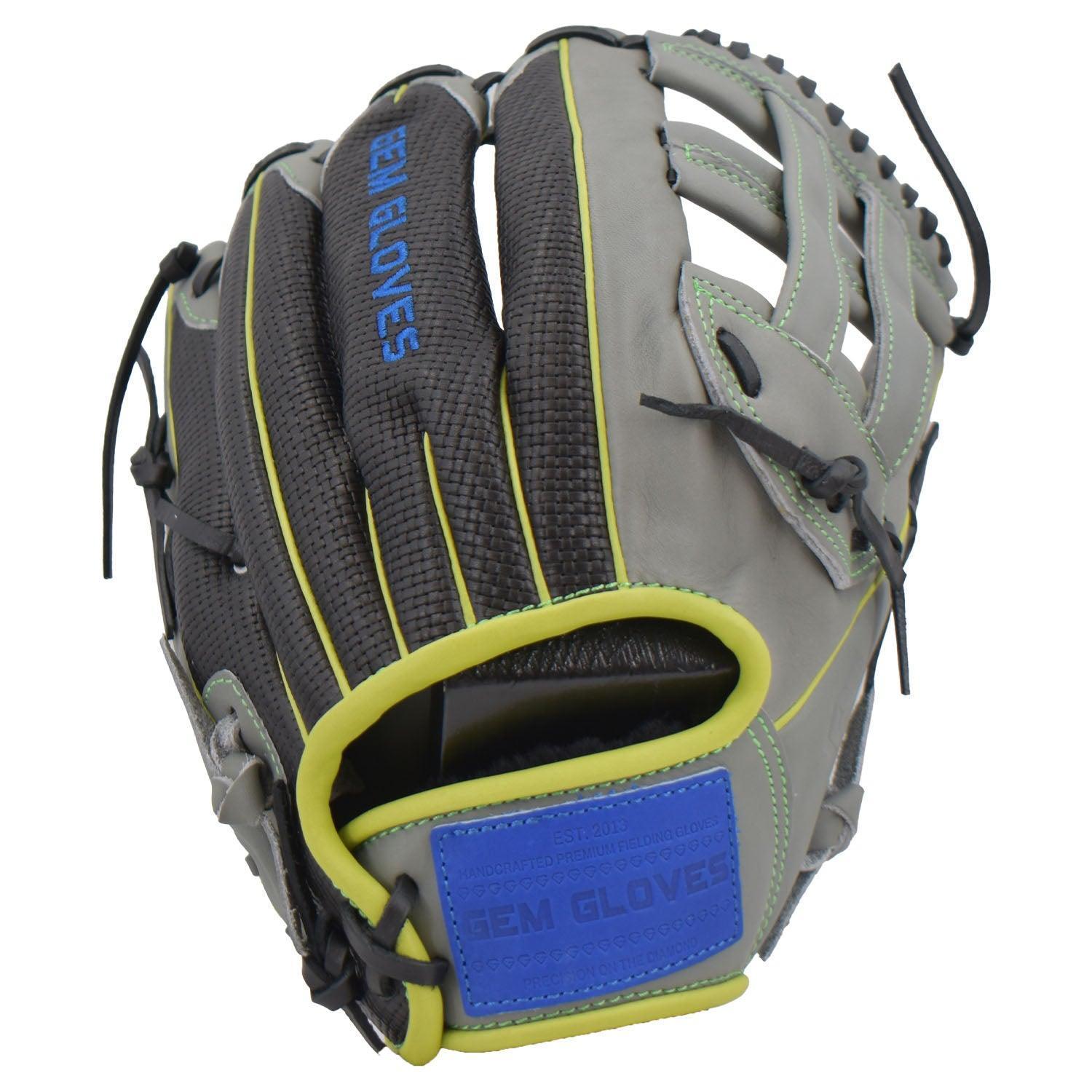 Gem Gloves Softball Fielding Glove - GEM010 Charcoal/Black/Neon Green - Smash It Sports