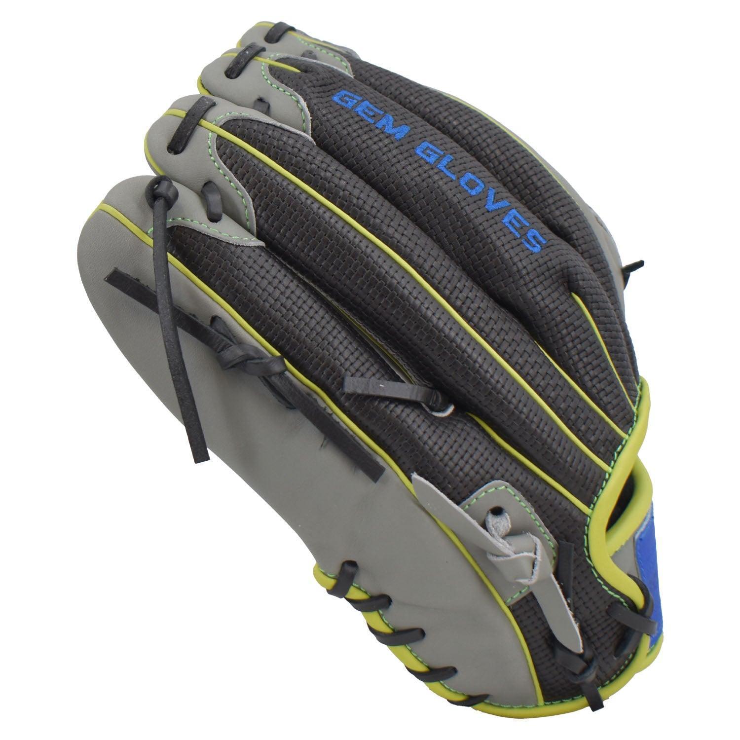 Gem Gloves Softball Fielding Glove - GEM010 Charcoal/Black/Neon Green - Smash It Sports