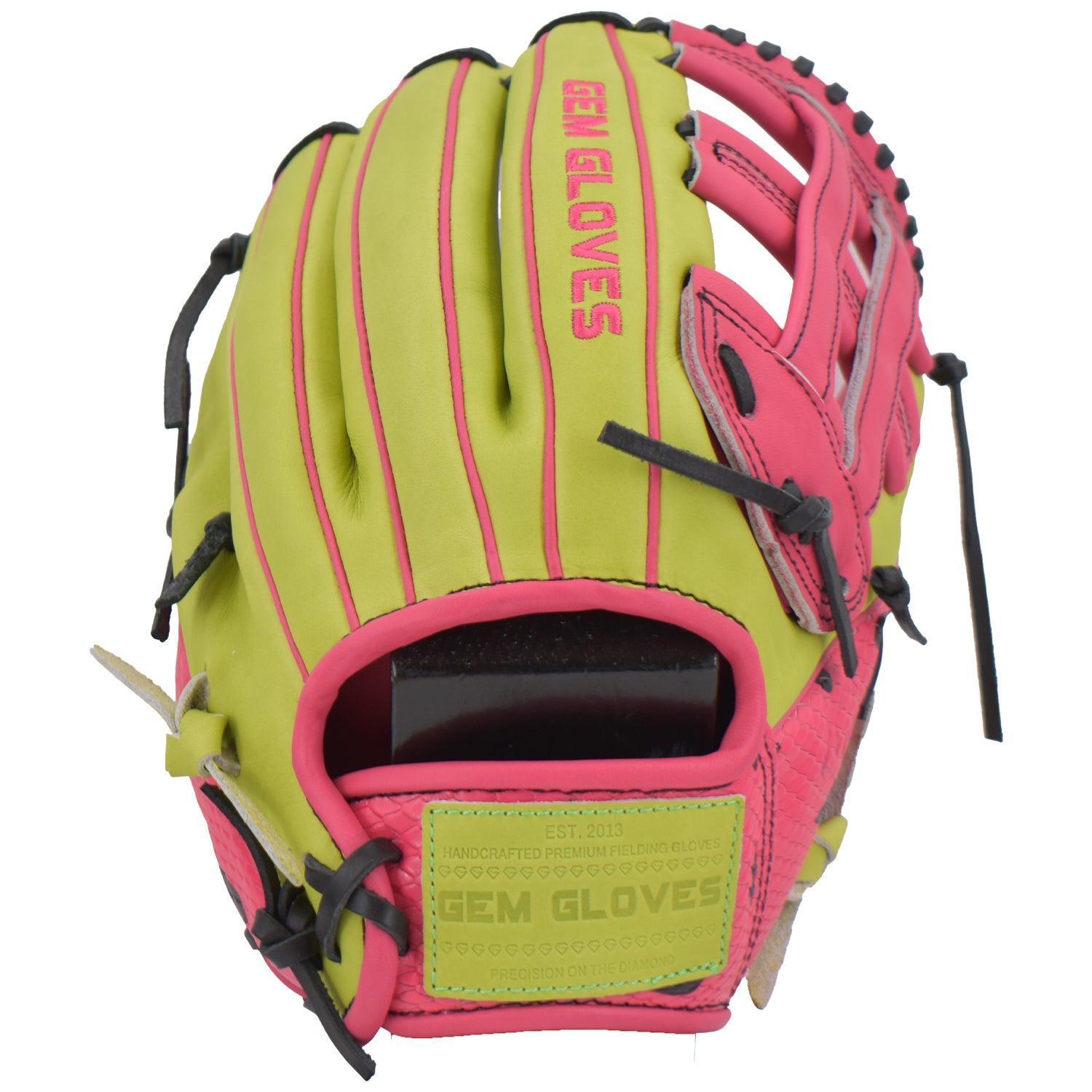 Gem Gloves Softball Fielding Glove - GEM011 (Neon Lemon/Pink) - Smash It Sports