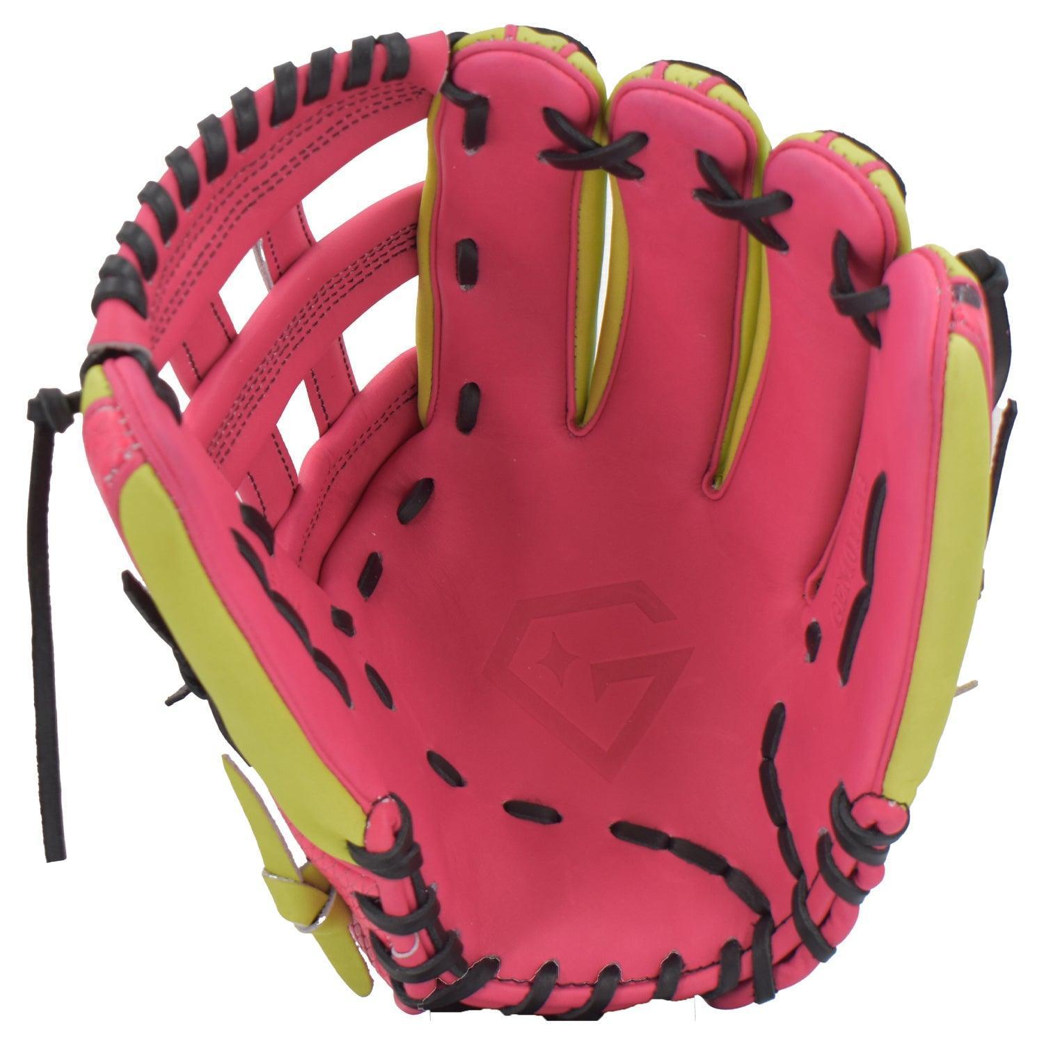 Gem Gloves Softball Fielding Glove - GEM011 (Neon Lemon/Pink) - Smash It Sports