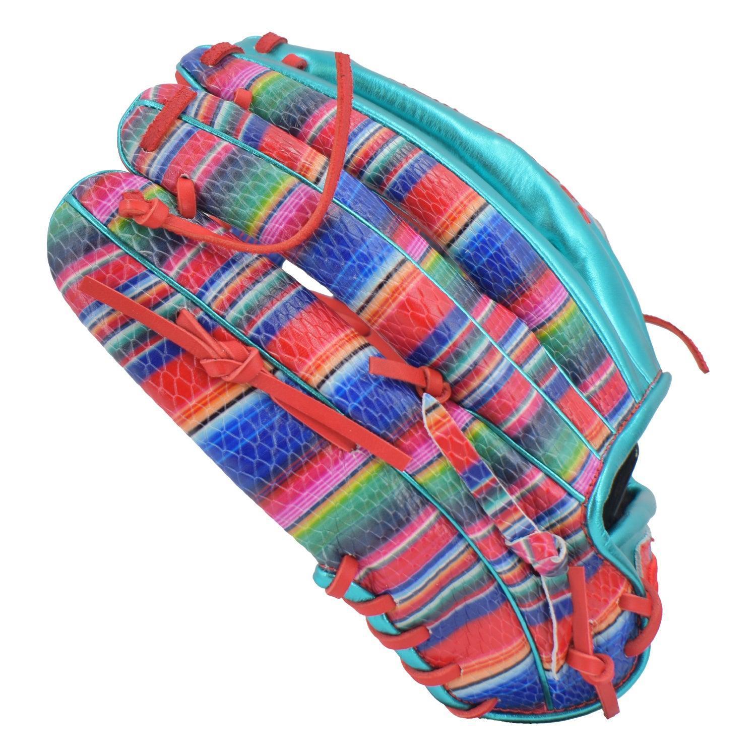 Gem Gloves Softball Fielding Glove - GEM015 (Metallic Aqua/Red) - Smash It Sports